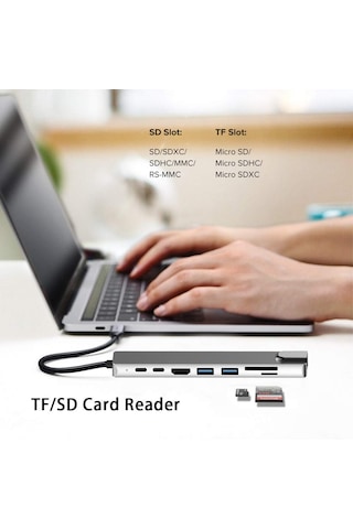 Apple Uyumlu MacBook Air M1 8 in 1 Dönüştürücü HubEthernet Sd Type C Hub Hdmi Çevirici