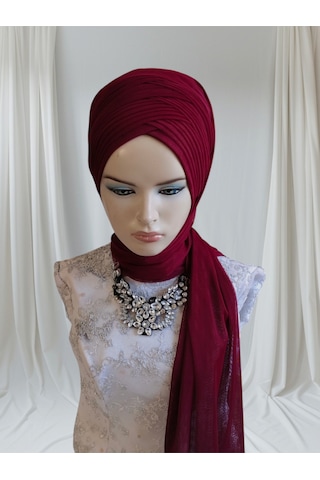 Tunahazırturban Bordo Sevda Şal Model Hazır Duvak Hazır Şal Hazır Türban Bordo