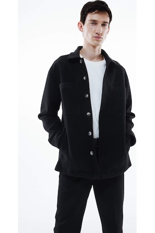 DeFacto Relax Fit Polo Yaka Yün Görünümlü Düğmeli Cepli Gömlek Ceket B7382AX24SPBK81