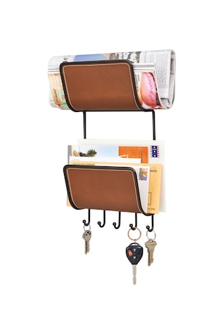 Idesıgn Mektupluk Anahtarlık Askılık 2 Katlı Deri Kaplama 19X3 .