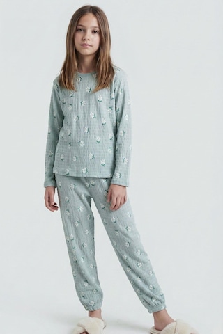 Breeze Kız Çocuk Pijama Takımı Papatya Desenli 9-12 Yaş, Su Yeşili Su Yeşili