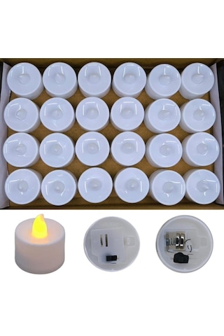Kutlama Süsü Salon Aksesuarı Gün Işığı Dekoratif Led Titreyen Alevli Pilli Mum 18cm 24'lü Paket