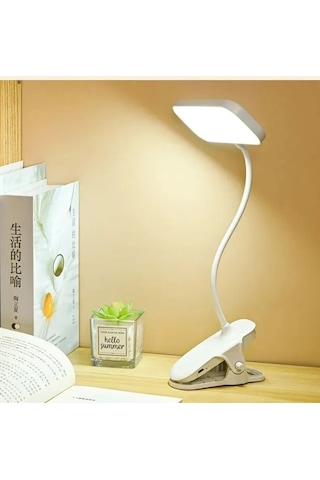 Xindoker Usb Şarjlı, Parlaklık Ayarlanabilir Led Okuma Lambası - Göz Koruyucu, Ev Ve Ofis Kullanıma Uygun, Fleksibl Boyunlu Klipsli/standlı Işık Beyaz