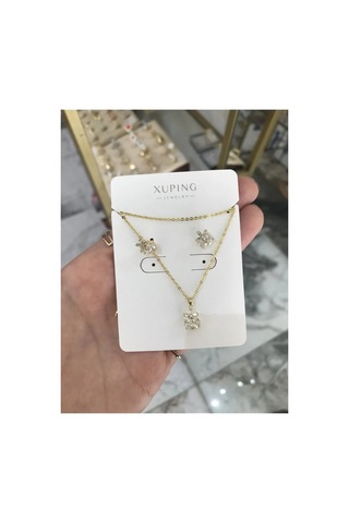 Xupıngx 3'lü Taş Detaylı Kartanesi Model Set Kararmaz Xx Altın