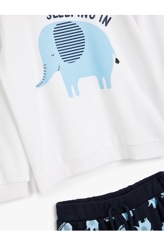 Koton Fil Baskılı Pamuklu Uzun Kollu Bebek Pijama Takımı Ekru 5wmb10186tk Ekru