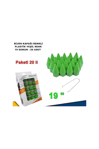 Sivri Mermi Tip Bijon Kapağı Plastik Yeşil Renk 19 Mm Bijon Uyumlu 20 Adet