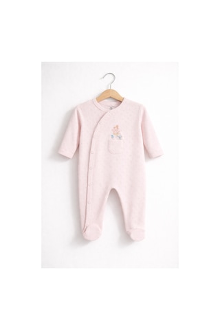 For My Baby Sevimli Tavşan Desenli Kız Bebek Tulum Pembe