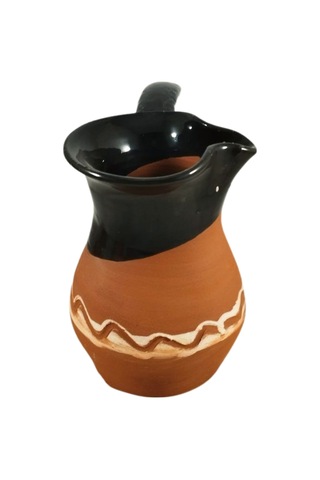 Kırmızı Toprak Desenli Siyah Cezve Türk Kahve Cezvesi