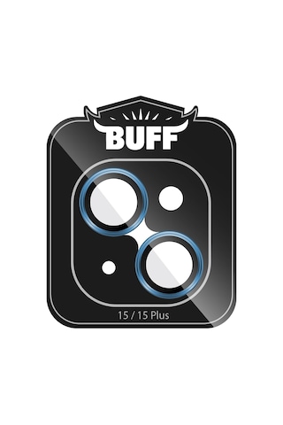 Buff Apple Uyumlu iPhone 15 / 15 Plus Kamera Metal Lens Koruyucu Mavi