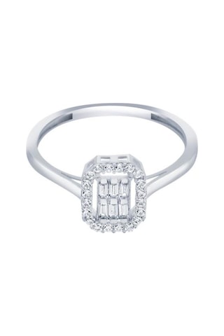 Gülaylar Diamond 489794308 Line Beyaz Altın 8 Ayar Baget Yüzük