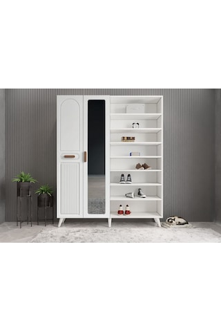 Zenon Membran 4 Kapaklı Portmanto Montaj Dahil Beyaz 140 Cm