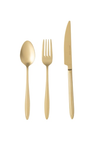 Mudo Home Essen 18 Parça Tatlı Çatal Kaşık Bıçak Seti Mat Gold Altın
