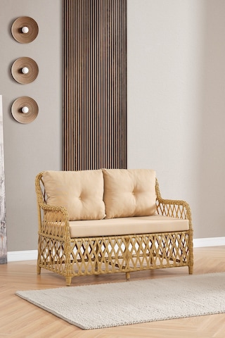 Roma Rattan Bahçe Balkon Takımı 2+1+1 Cam Masalı Cappuccino