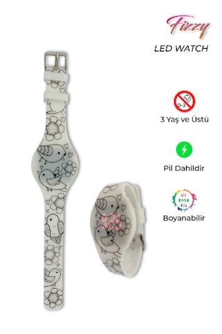Kendin Boya Çocuk Led Kol Saati Beyaz