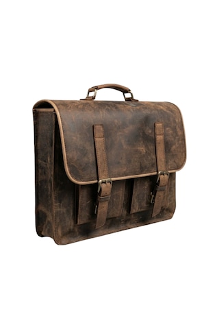 Huggy Craft Mihmander Hakiki Deri Laptop Ve Evrak Çantası - El Yapımı Vintage Postacı Çantası Kahverengi