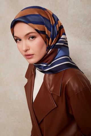 Levidor Kare Desenli Twill İpek Eşarp-0920 Lacivert