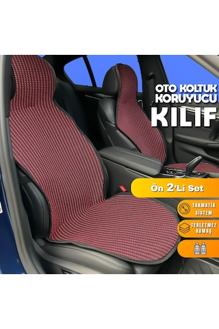 Fiat Egea Uyumlu Koltuk Kılıfı Minder Çizgili Siyah Kırmızı 2+1 Ön Arka Set