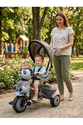 Babyhope Little Panda Lüx 3 Tekerlekli İtmeli Vizon Kahverengi