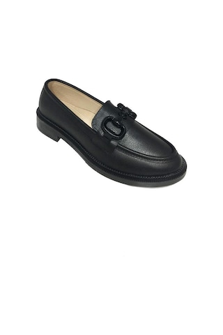 Comfort Shoes 235 Deri Trend Fashion Tokalı Kadın Babet Sıyah