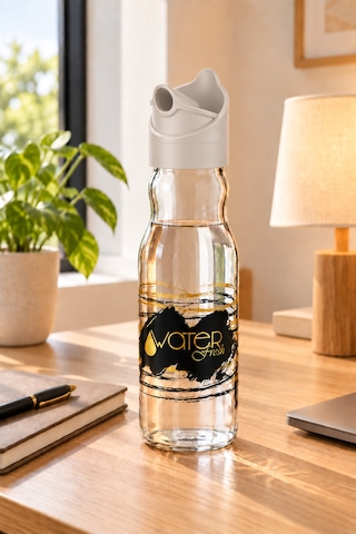 Water Fresh 700 Ml Çevrilebilir Kapaklı Cam Sürahi Başucu Ve Çalışma Masası Sürahisi Bej - 927537818