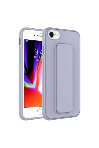 Apple Uyumlu iPhone 8 Kılıf Zore Qstand Kapak Gri