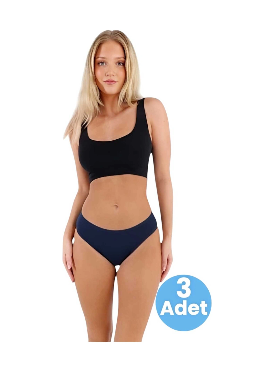 Tezzgelsin Kadın Pamuklu Penye Süprem Kumaş Bikini Külot Kadın Bikini Külot 3 Adet Lacivert