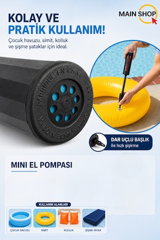 Mainshop Intex Double Quick Mini El Pompası 29 Cm - Şişme Yatak Havuz Simit Kolluk Pompası M-69613