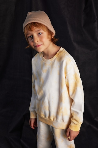 Luess Unisex Çocuk Batik Desenli 3 İplik Şardonsuz Eşofman Takımı-Sarı