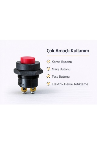 3 Adet Plastik 22 Mm Kırmızı Marş Korna Butonu Bas Çek Buton Düğme Anahtar