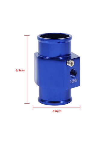 Kosona 36mm Alüminyum Radyatör Su Sıcaklığı Göstergesi Bağlantı Borusu, Aşırı Isınmayı Engelle, Mavi, 1/8 Npt Somunlu Sensör Ve Paslanmaz Çelik Klemplerle