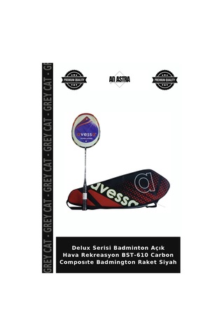 Delux Serisi Badminton Açık Hava Rekreasyon Bst-610 Carbon Composıte Badmington Raket Siyah