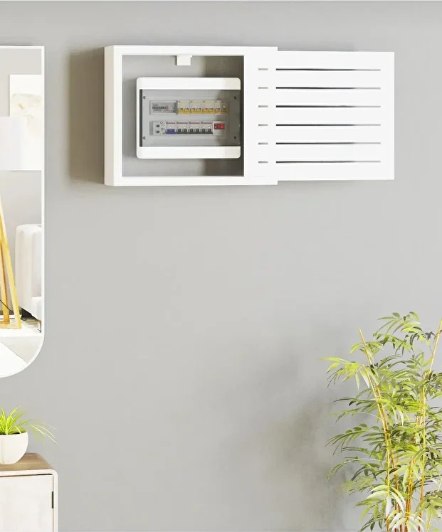 Dekoratif Modem Ve Sigorta Saklama Kutusu Kablo Wifi Gizleme 40x35 Beyaz