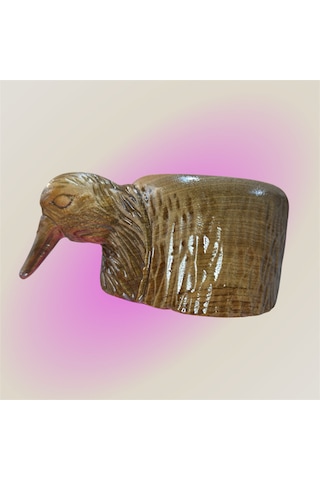 Ahşap El Oyması Balıkçı Kuş Kuksa . Ahşap