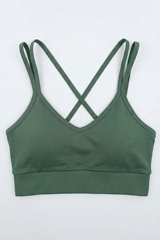 Aura Collections Çapraz İp Askılı Çıkarılabilir Pedli Sporcu Sütyeni Bralette Yeşil