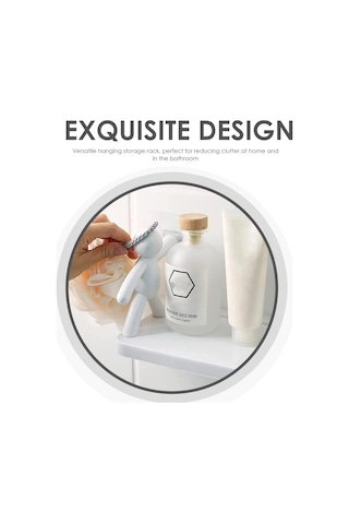 Sones 2 Adet Küçük Kişi Şekli Basit Duvara Monte Vakumlu Raf Banyo Kozmetik Depolama Beyaz