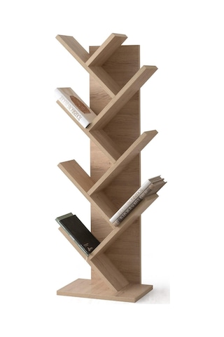 Modern Zikzak 10 Raflı Kitaplık 60x36x156 Ceviz