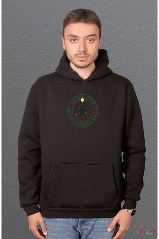 Bumeta Feeling Chiristmas İn The Bones Sweatshirt Unisex Kapüşonlu Hoodie Siyah