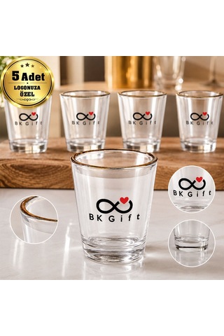 Logonuza Özel 5 Adet 50 Ml Cam Tekila Shot Bardağı Kurumsal Hediye Ve Promosyon Seti Çok Renkli