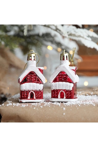 Yılbaşı Ağacı Süsü Ev Figürlü 6 Cm 3lü