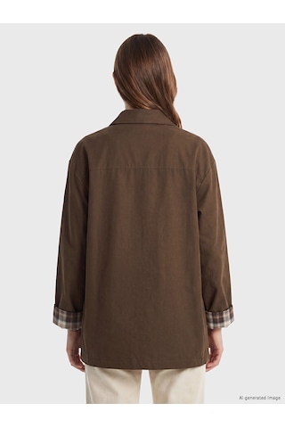 Lcw Modest Kahverengi Oversize Gabardin Kadın Trençkot