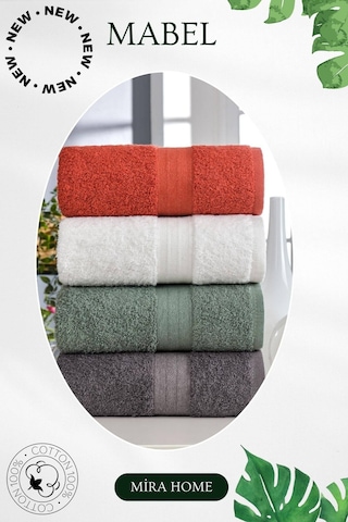 4 Lü El Yüz Havlu Seti %100 Pamuklu 50x85 Cm Mabel Antrasit