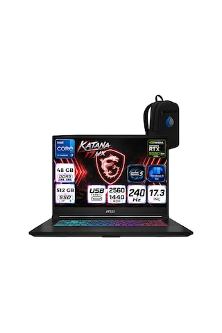 Msı Katana 17 HX B14WFK-252-X-T-R-RNP17 i7-14650HX 48 GB 512 GB SSD 8 GB RTX5060 17.3'' W11P Dizüstü Bilgisayar
