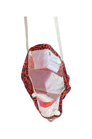 Monte Lui 1011 Plaj Çantası Pembe Leopar Desenli Çok Renkli