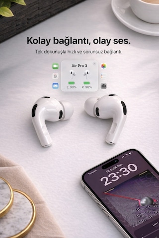 Air Pro3 ANC 2026 Dokunmatik Premium Bluetooth Kulaklık - Aktif Gürültü Engelleme, HD Ses, Şeffaf Mod, Tüm Telefonlarla Uyumlu