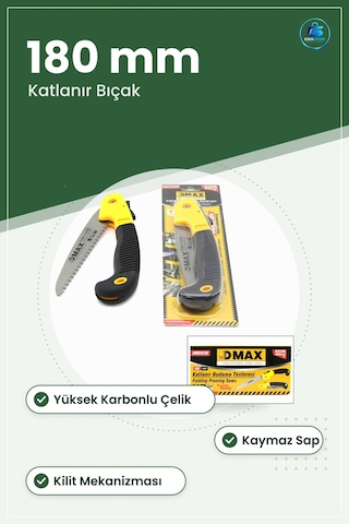 Budama Testeresi Katlanır 180 Mm Bahçe Bağ Meyve Ağacı Dalı Kesme