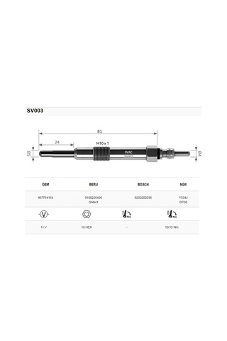 Svac Opel Astra-Signum-Vectra Gts19 Jtd Isitma Bujisi 4'Lü Takım