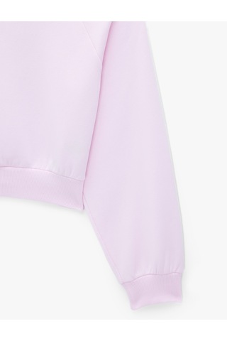 Koton Uzun Kollu Üç İplik Asimetrik Kayık Yaka Omzu Açık Sweatshirt Pembe 7wak10123ek Gülkurusu