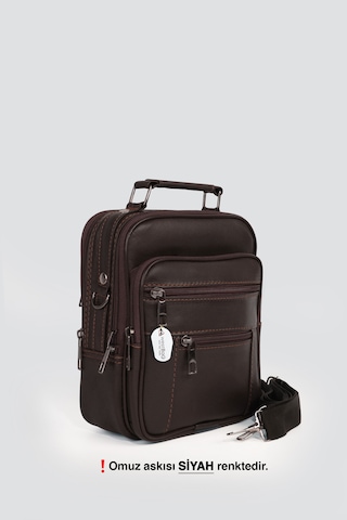 Westbag Erkek Çelik Kasalı Hakiki Deri El Ve Omuz Çantası Ayarlanabilir Askılı Orta Boy Kahverengi