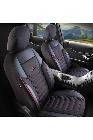 Panda Florida Serisi Pike Kumaş Oto Koltuk Kılıfı Siyah - Kırmızı