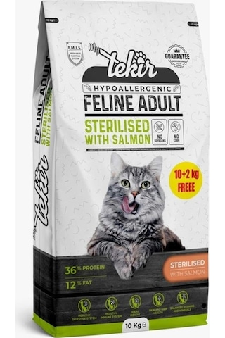 Tekir Hypo Allergenic Kısırlaştırılmış Somonlu Yetişkin Kedi Maması 12 KG